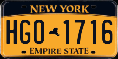 NY license plate HGO1716