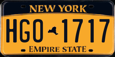 NY license plate HGO1717