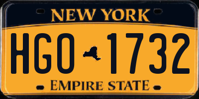 NY license plate HGO1732