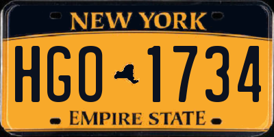 NY license plate HGO1734