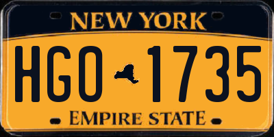 NY license plate HGO1735