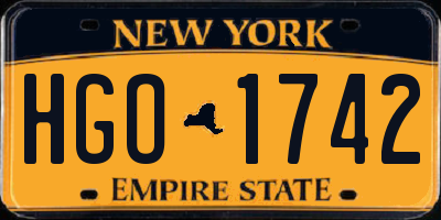 NY license plate HGO1742