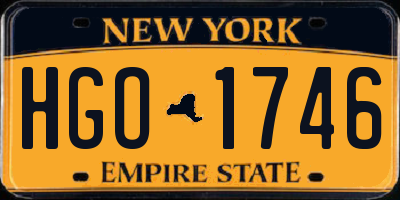 NY license plate HGO1746