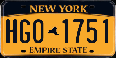 NY license plate HGO1751