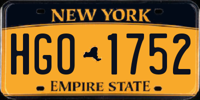 NY license plate HGO1752
