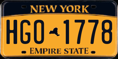 NY license plate HGO1778