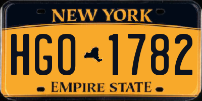 NY license plate HGO1782