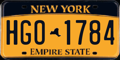 NY license plate HGO1784
