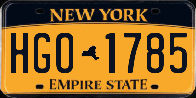 NY license plate HGO1785