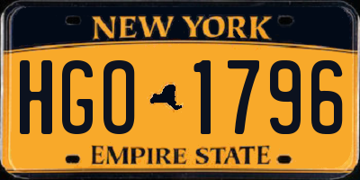 NY license plate HGO1796