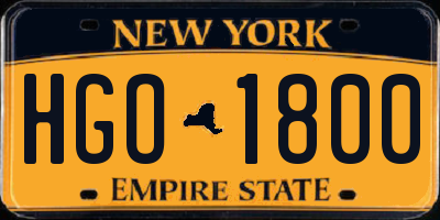 NY license plate HGO1800