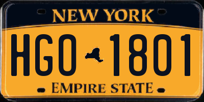 NY license plate HGO1801