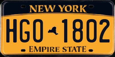 NY license plate HGO1802