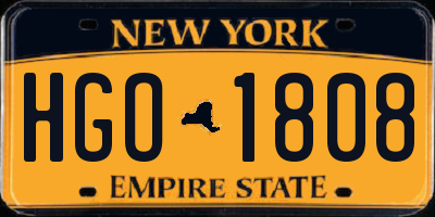 NY license plate HGO1808