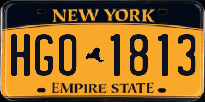 NY license plate HGO1813
