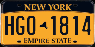 NY license plate HGO1814