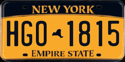 NY license plate HGO1815
