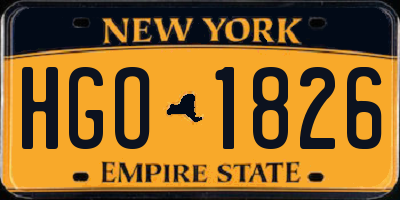 NY license plate HGO1826