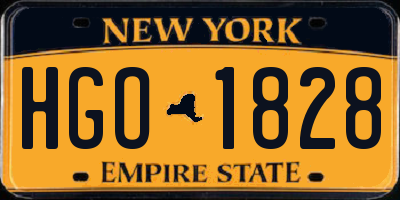 NY license plate HGO1828