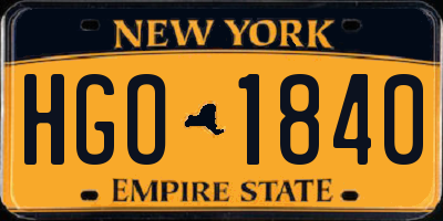NY license plate HGO1840