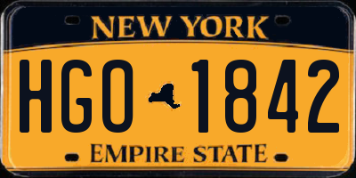 NY license plate HGO1842