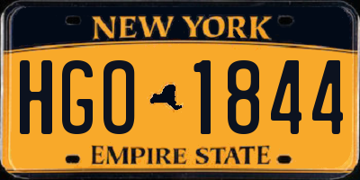 NY license plate HGO1844