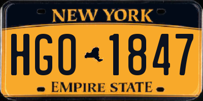 NY license plate HGO1847