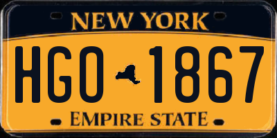NY license plate HGO1867