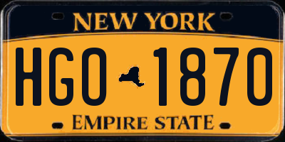 NY license plate HGO1870