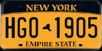 NY license plate HGO1905