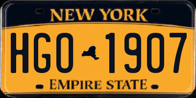 NY license plate HGO1907