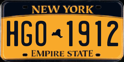 NY license plate HGO1912