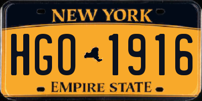 NY license plate HGO1916