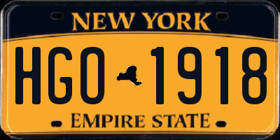 NY license plate HGO1918