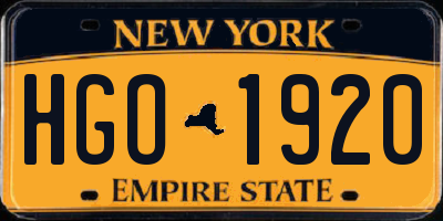 NY license plate HGO1920