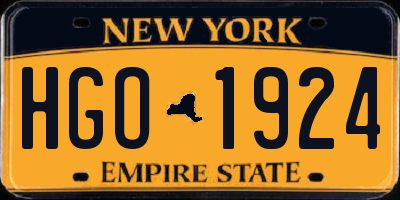 NY license plate HGO1924