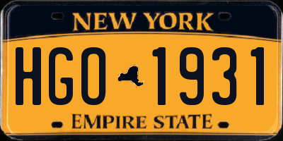 NY license plate HGO1931