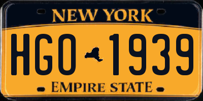 NY license plate HGO1939