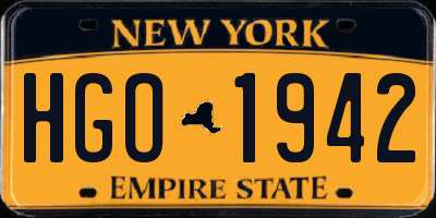 NY license plate HGO1942