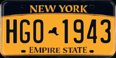 NY license plate HGO1943