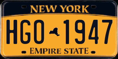 NY license plate HGO1947