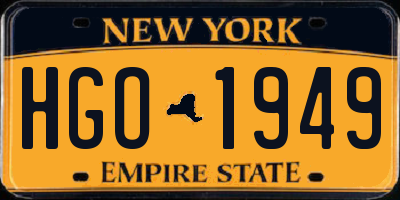 NY license plate HGO1949