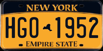 NY license plate HGO1952