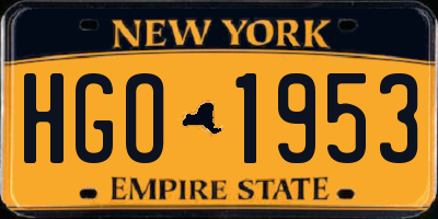 NY license plate HGO1953