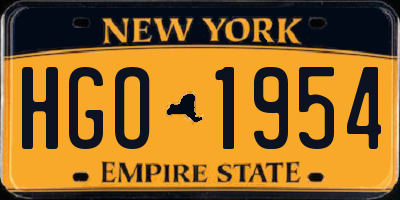 NY license plate HGO1954