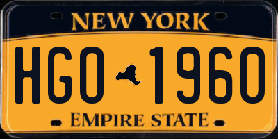 NY license plate HGO1960