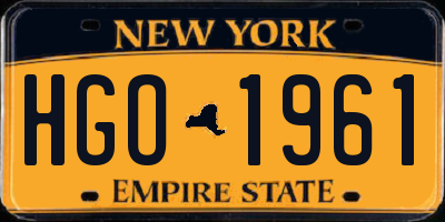 NY license plate HGO1961