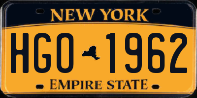 NY license plate HGO1962