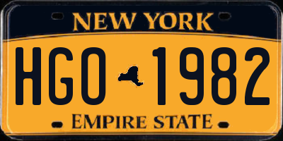 NY license plate HGO1982