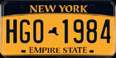 NY license plate HGO1984